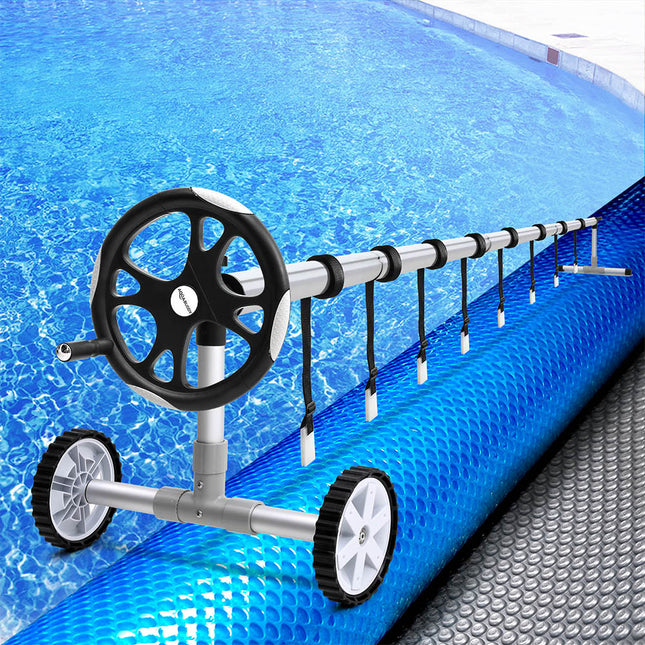 Aqua Buddy Pool Cover 11x6.2m 400 Micron Silver Swimming Pool Solar Blanket 6.55m Roller.