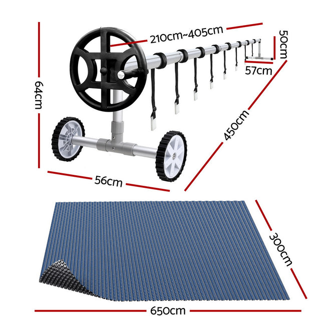 Aqua Buddy Pool Cover 600 Micron 6.5x3m w/ Roller 4m Swimming Pools Black Solar Blanket.