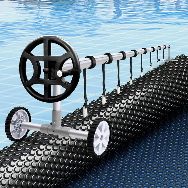 Aqua Buddy Pool Cover 600 Micron 6.5x3m w/ Roller 4m Swimming Pools Black Solar Blanket.
