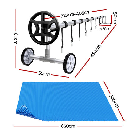 Aqua Buddy Pool Cover 600 Micron 6.5x3m w/ Roller 4m Swimming Pools Solar Blanket.