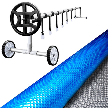 Aquabuddy Pool Cover 500 Micron 6.5x3m Silver Swimming Pool Solar Blanket 4m Roller.
