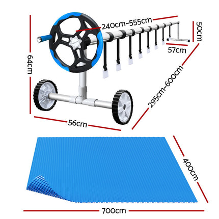 Aqua Buddy Pool Cover 600 Micron 6.5x3m w/ Roller 4m Swimming Pools Solar Blanket.