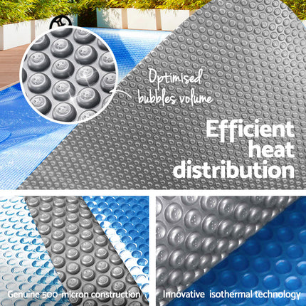 Aqua Buddy Pool Cover 500 Micron 7x4m Swimming Pool Solar Blanket Blue Silver.