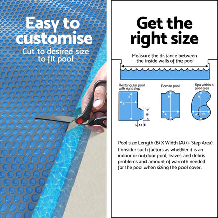 Aqua Buddy Pool Cover 600 Micron 7x4m Swimming Pool Solar Blanket Blue Black.