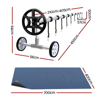 Aqua Buddy Pool Cover 600 Micron 7x4m w/ Roller 4m Swimming Pools Black Solar Blanket.