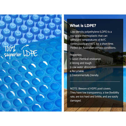 Aquabuddy Pool Cover 8x4.2m 400 Micron Swimming Pool Solar Blanket 5.5m Blue Roller.