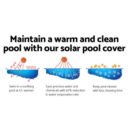 Aquabuddy Pool Cover 8x4.2m 400 Micron Swimming Pool Solar Blanket Blue Silver.