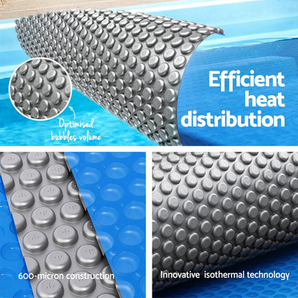 Aqua Buddy Pool Cover 600 Micron Solar Heat Blanket 8x4.2m w/ 5.55m Roller Blue.