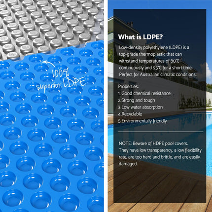 Aqua Buddy Pool Cover 600 Micron Solar Heat Blanket 8x4.2m w/ 5.55m Roller Blue.