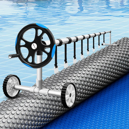 Aqua Buddy Pool Cover 600 Micron Solar Heat Blanket 8x4.2m w/ 5.55m Roller Blue.