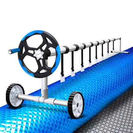Aquabuddy Pool Cover 9.5x5m 400 Micron Silver Swimming Pool Solar Blanket 5.5m Roller.
