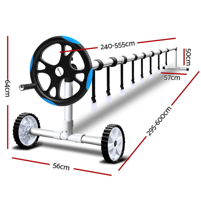 Aquabuddy Pool Cover Roller 5.5m Adjustable Swimming Pool Solar Blanket Reel Blue.