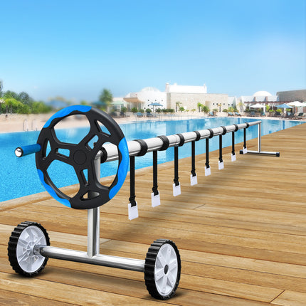 Aquabuddy Pool Cover Roller 5.5m Adjustable Swimming Pool Solar Blanket Reel Blue.