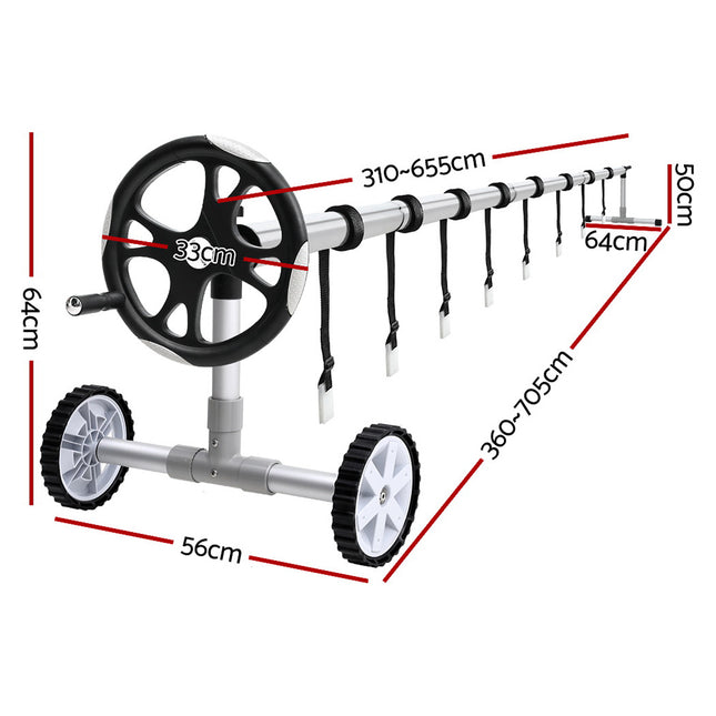 Aqua Buddy Pool Cover Roller 6.55m Adjustable Swimming Pool Solar Blanket Reel.