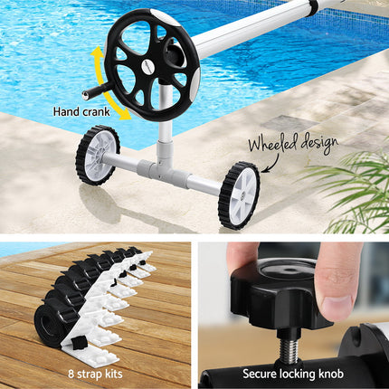 Aqua Buddy Pool Cover Roller 6.55m Adjustable Swimming Pool Solar Blanket Reel.