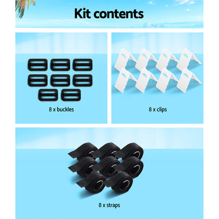 Aquabuddy Pool Cover Roller Attachment Swimming Pool Reel Straps Kit 8PCS.