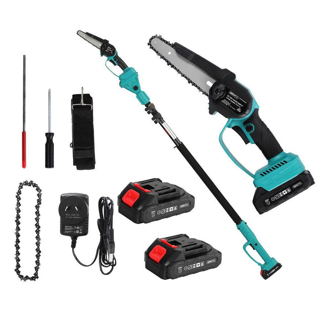 Giantz Telescopic Pole Chainsaw 6 Inch Cordless Tree Trimmer Kit 20V Battery.