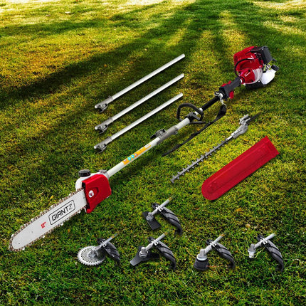 Giantz 4 Stroke Pole Chainsaw Petrol Hedge Trimmer Tree Pruner 12'' 7 In 1.