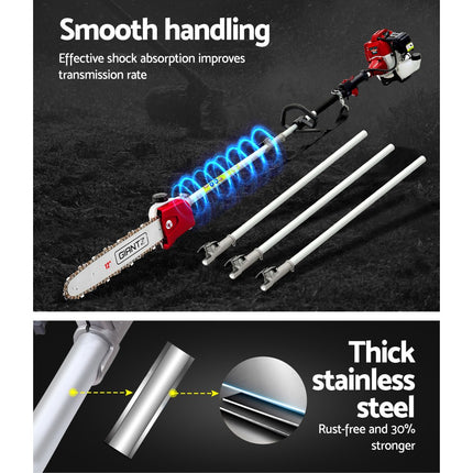 Giantz Pole Chainsaw 2 Stroke Petrol Tree Pruner Long Reach Saw 12 Inch Bar 9 In 1.