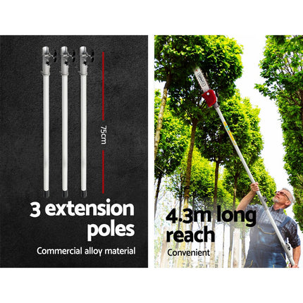 Giantz Pole Chainsaw 2 Stroke Petrol Tree Pruner Long Reach Saw 12 Inch Bar 2 In 1.