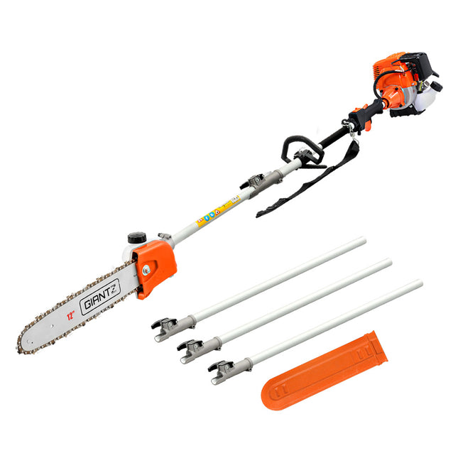 Giantz Pole 4 Stroke Chainsaw Petrol Tree Pruner Long Reach Saw 12 Inch Bar.
