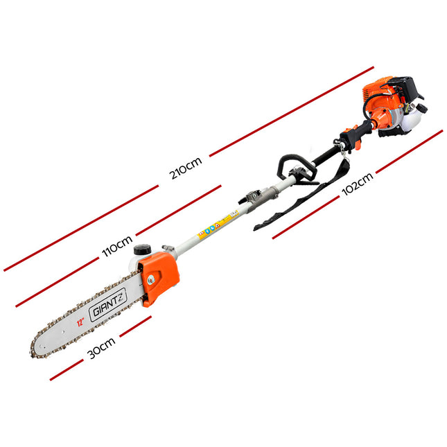 Giantz Pole 4 Stroke Chainsaw Petrol Tree Pruner Long Reach Saw 12 Inch Bar.