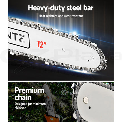 Giantz Pole 4 Stroke Chainsaw Petrol Tree Pruner Long Reach Saw 12 Inch Bar.
