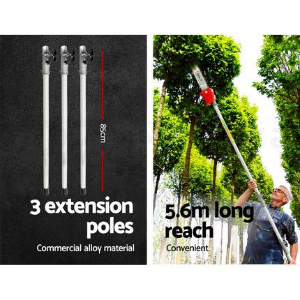 Giantz Pole 4 Stroke Chainsaw Petrol Tree Pruner Long Reach Saw 12 Inch Bar.