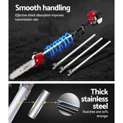 Giantz Pole Chainsaw 2 Stroke Petrol Hedge Trimmer Tree Pruner 7 In 1.