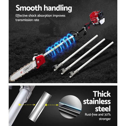 Giantz Pole Chainsaw Petrol 2 Stroke Tree Pruner Long Reach Saw 12 Inch Bar.
