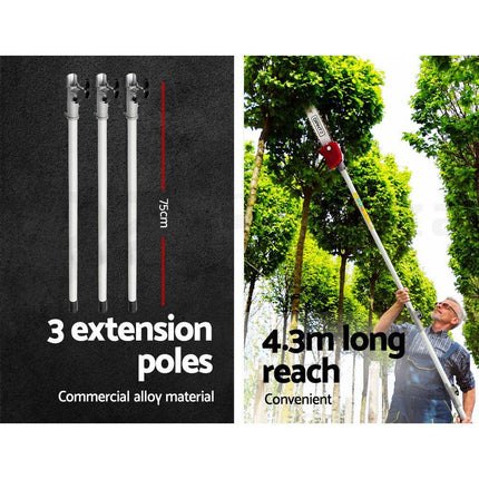 Giantz Pole Chainsaw Petrol 2 Stroke Tree Pruner Long Reach Saw 12 Inch Bar.