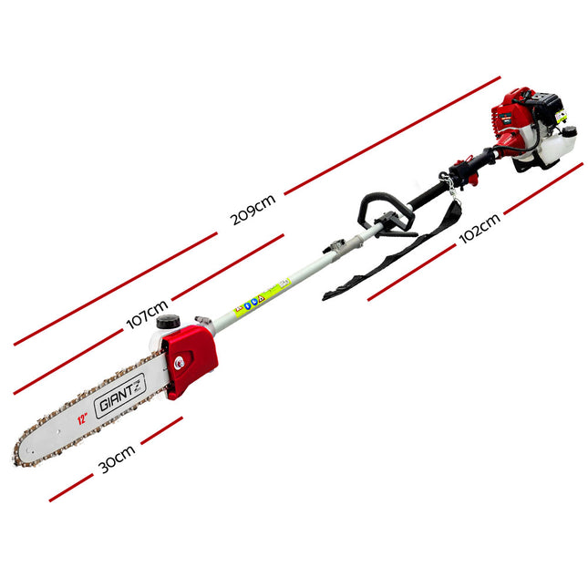 Giantz Pole Chainsaw 2 Stroke Petrol Tree Pruner Long Reach Saw 12 Inch Bar.