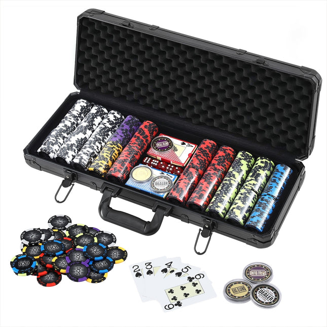 Poker Chip Set 500PC 14g Chips Casino Gambling Party Game Dice Cards.