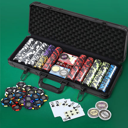 Poker Chip Set 500PC 14g Chips Casino Gambling Party Game Dice Cards.