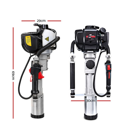 Giantz Petrol Post Driver 38CC 4-Stroke Rammer Pile Star Picket Fence Hole Black.