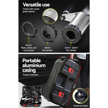 Giantz Petrol Post Driver 38CC 4-Stroke Rammer Pile Star Picket Fence Hole Black.