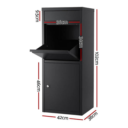 Gardeon Parcel Letterbox Drop Box Package Mailbox Black.