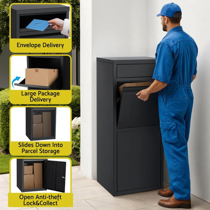 Gardeon Parcel Letterbox Drop Box Package Mailbox Black.