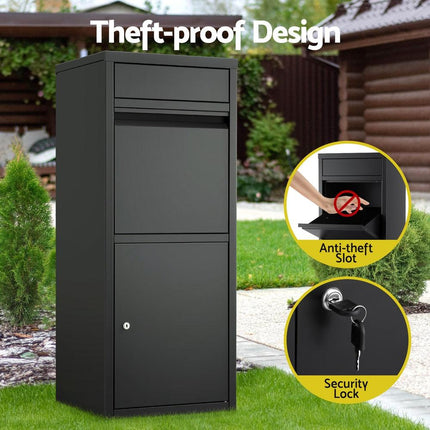 Gardeon Parcel Letterbox Drop Box Package Mailbox Black.