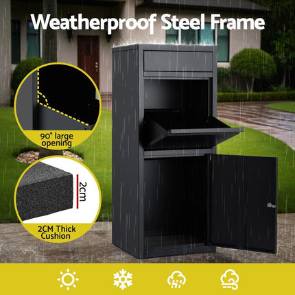 Gardeon Parcel Letterbox Drop Box Package Mailbox Black.