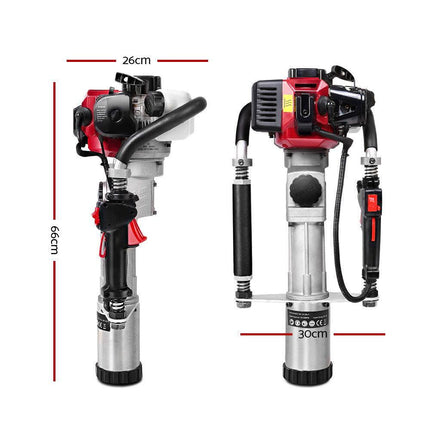 Giantz Petrol Post Driver 2-Stroke 32.7CC Rammer Pile Star Picket Fence Hole Red.