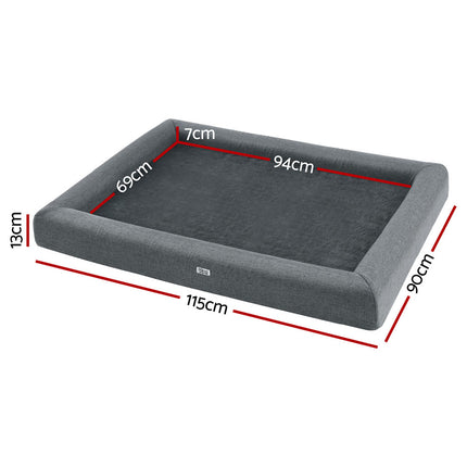 i.Pet Pet Bed Dog Cat Extra Large Calming Soft Sofa Cushion Egg Crate Washable Grey.