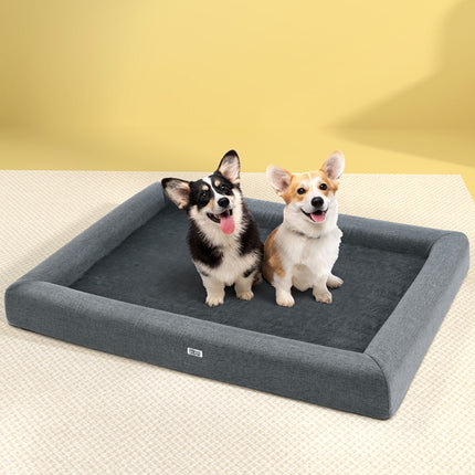 i.Pet Pet Bed Dog Cat Extra Large Calming Soft Sofa Cushion Egg Crate Washable Grey.