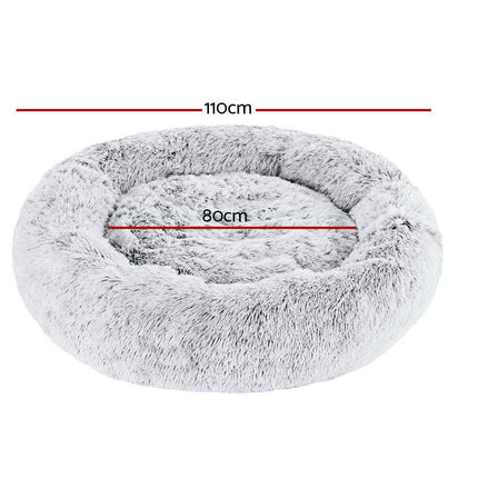 i.Pet Pet Bed Dog Cat 110cm Calming Extra Large Soft Plush Light Charcoal.