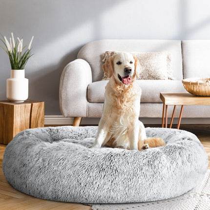i.Pet Pet Bed Dog Cat 110cm Calming Extra Large Soft Plush Light Charcoal.