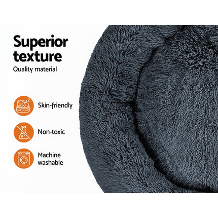i.Pet Pet Bed Dog Cat 110cm Calming Extra Large Soft Plush Dark Grey.