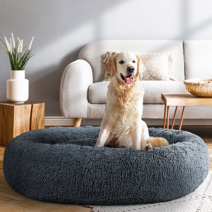 i.Pet Pet Bed Dog Cat 110cm Calming Extra Large Soft Plush Dark Grey.