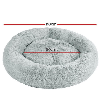 i.Pet Pet Bed Dog Cat 110cm Calming Extra Large Soft Plush Light Grey.