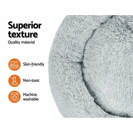 i.Pet Pet Bed Dog Cat 110cm Calming Extra Large Soft Plush Light Grey.