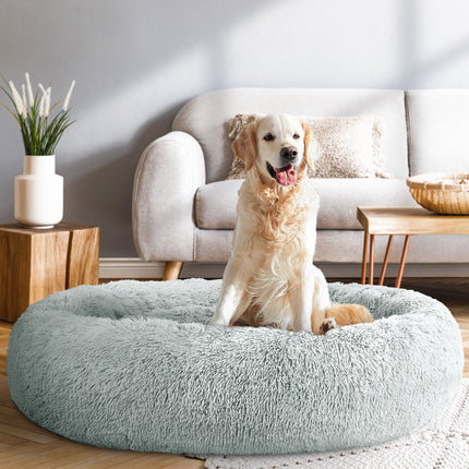 i.Pet Pet Bed Dog Cat 110cm Calming Extra Large Soft Plush Light Grey.
